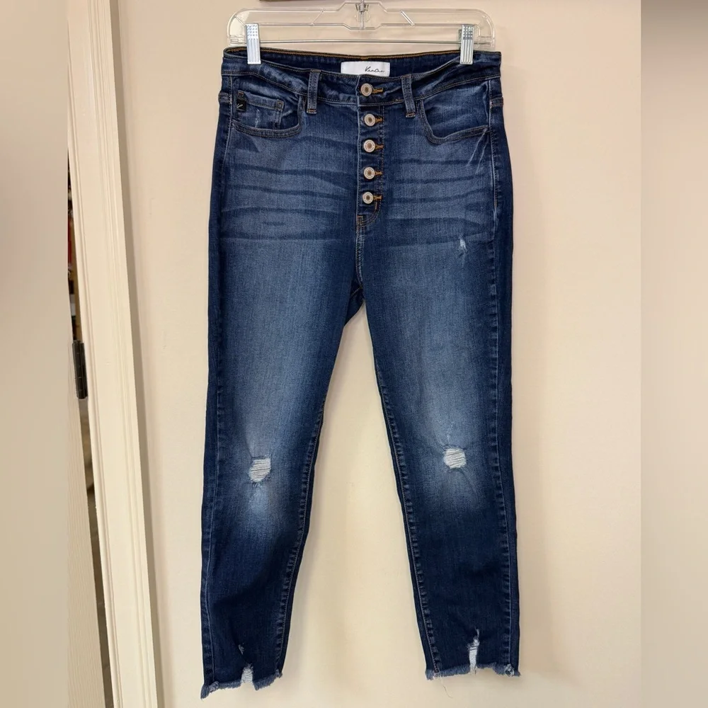 KanCan: Karlee High Rise Ankle Skinny Distressed Blue Jean, Size 28 - Picture 1 of 11